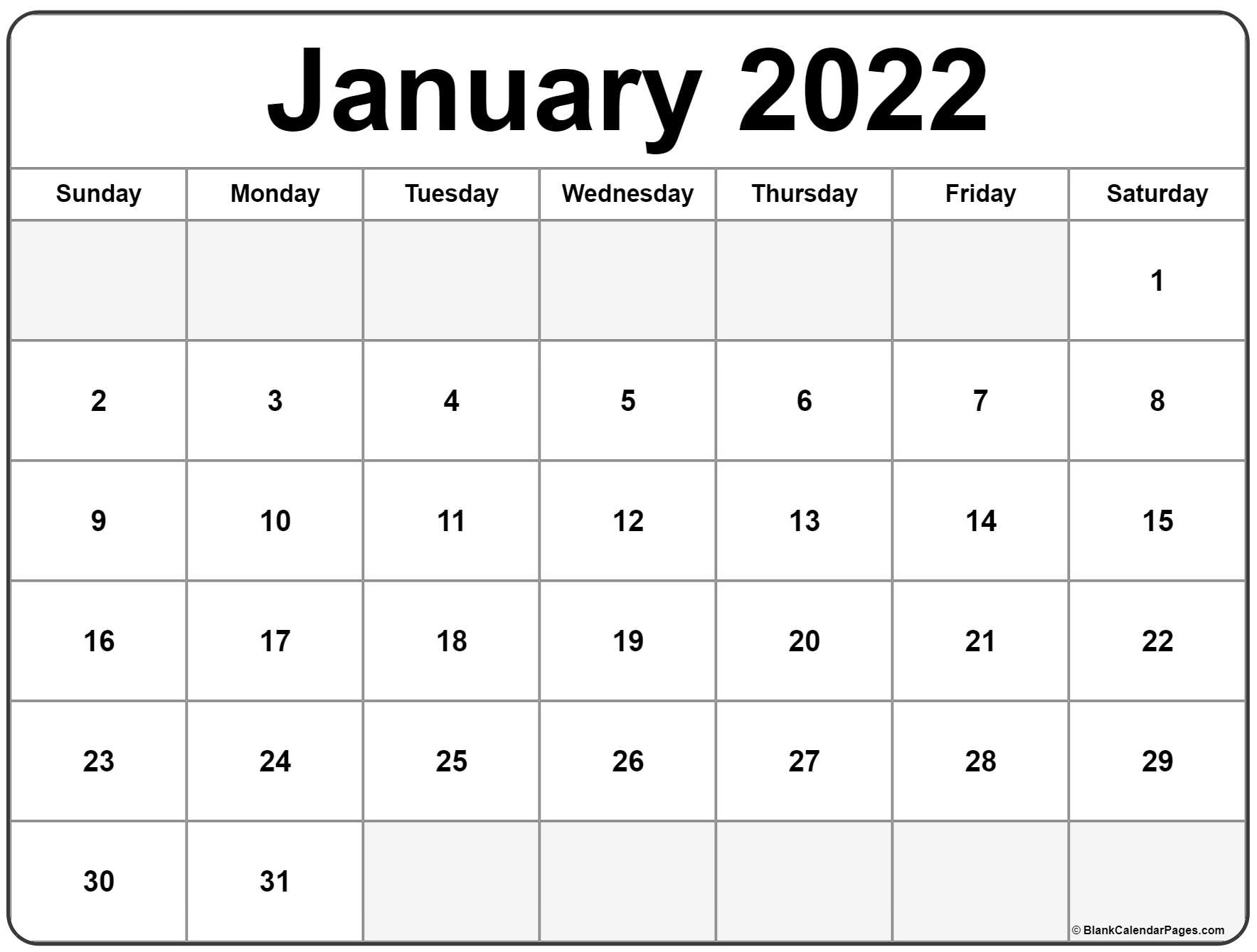 Collect January 2022 Us Calendar