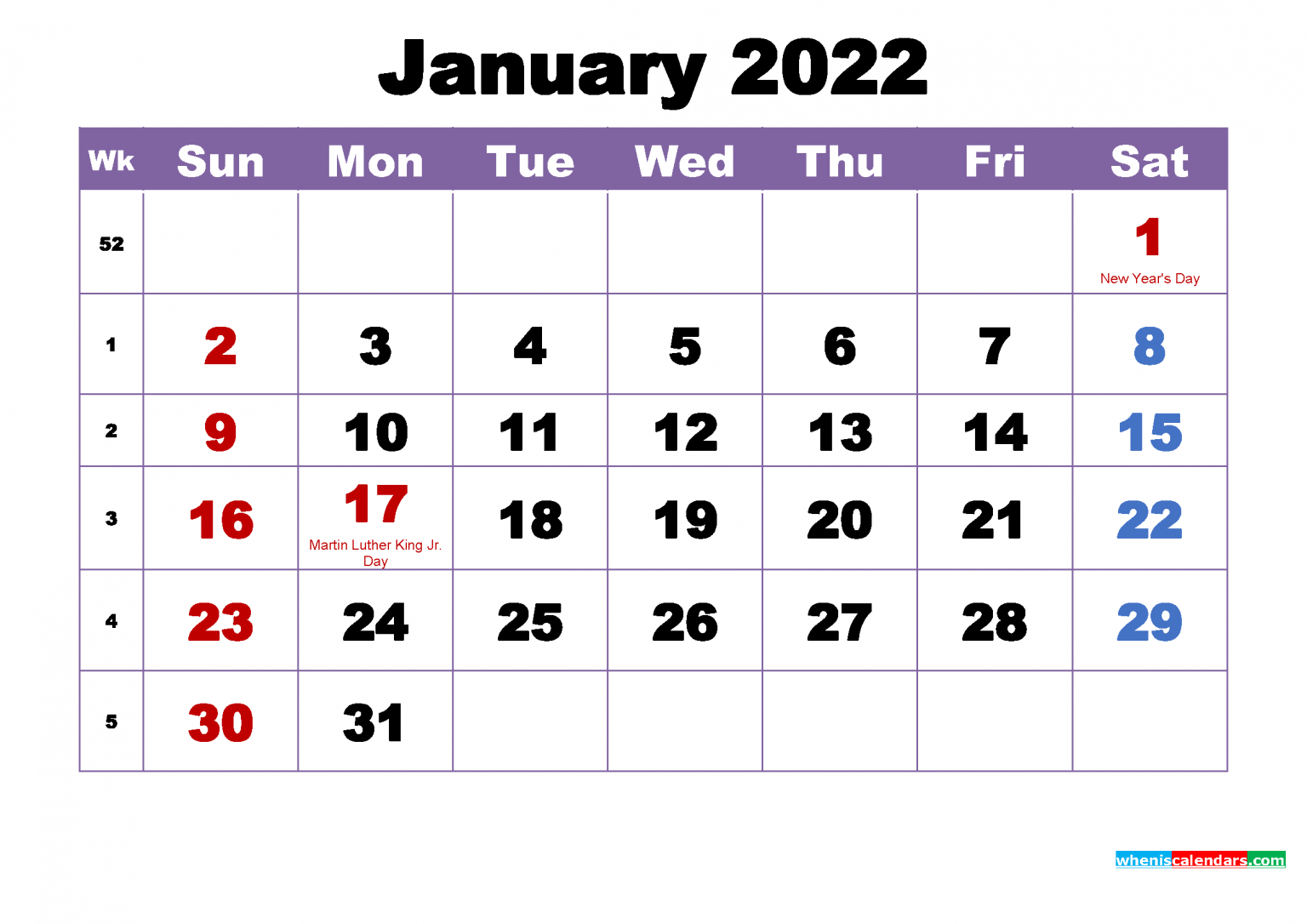 Collect January Calendar 2022 Cute