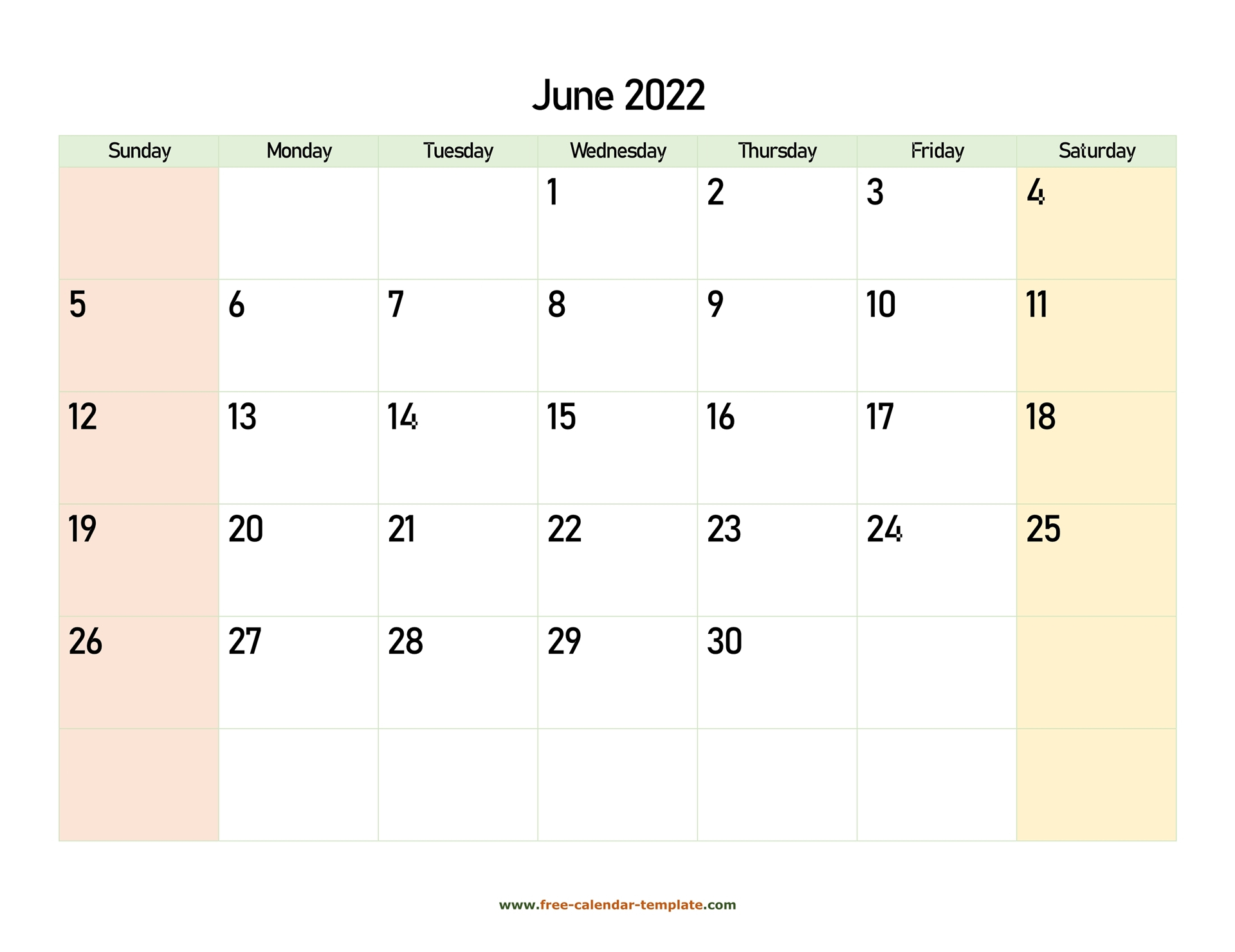 Collect June 2022 Blank Calendar