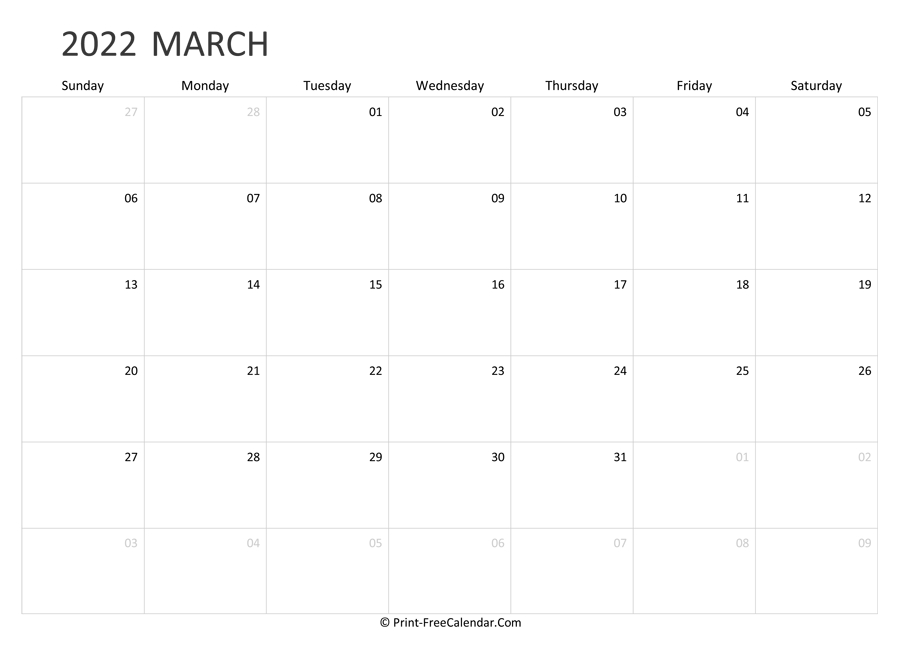 Collect March 1 2022 Calendar