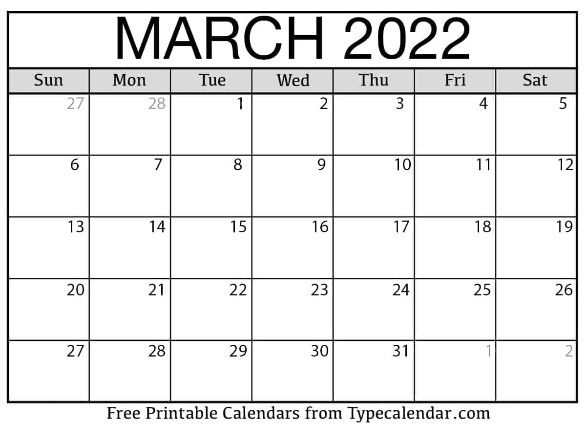 Collect March 2022 Calendar Events