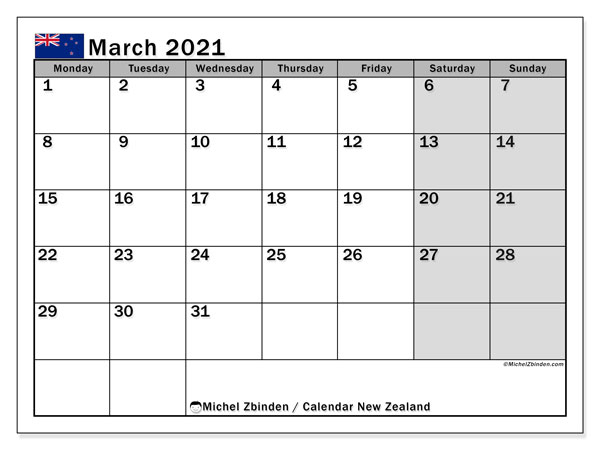 Collect March 2022 Calendar Nz
