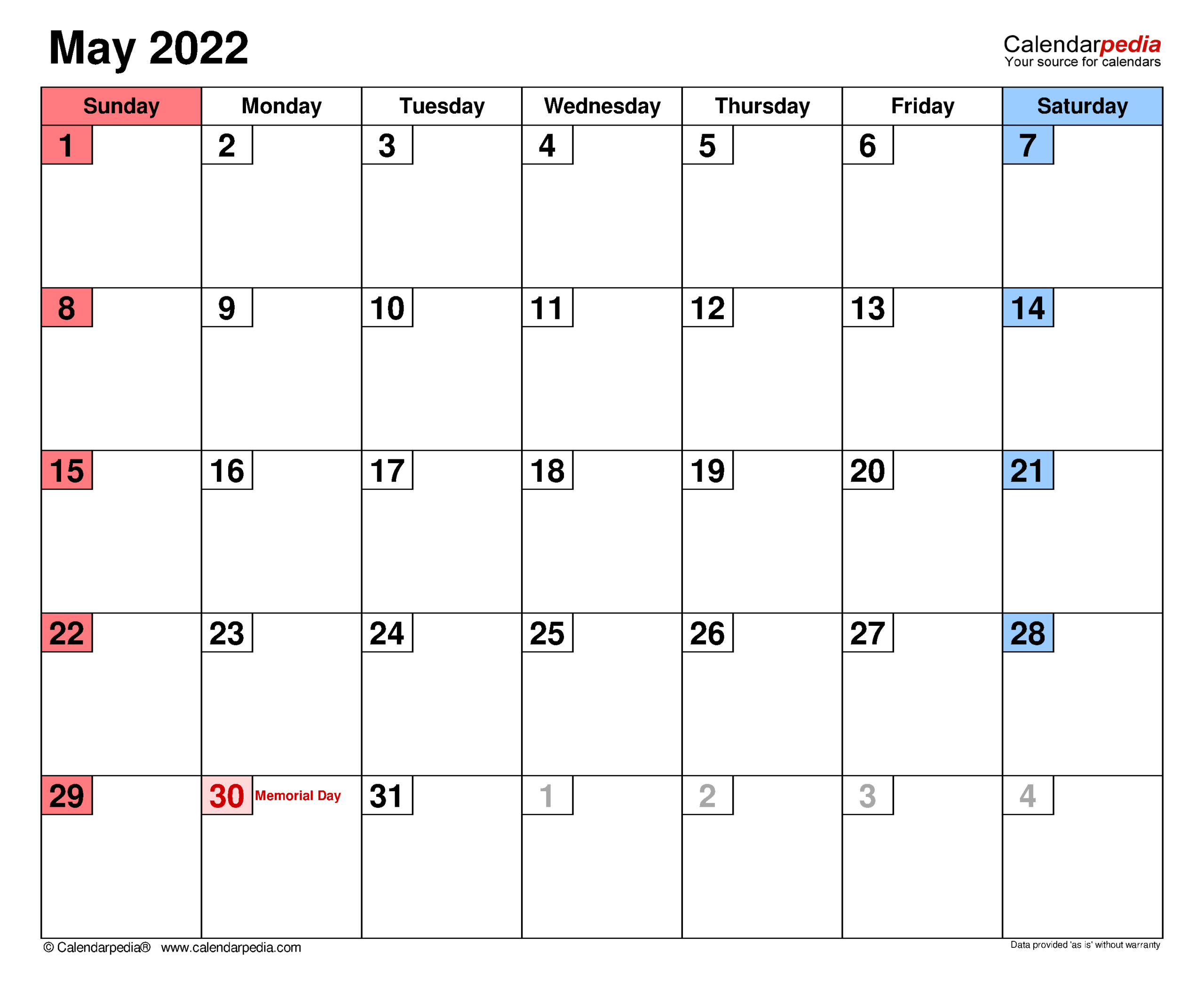 Collect May 2022 Calendar With Us Holidays
