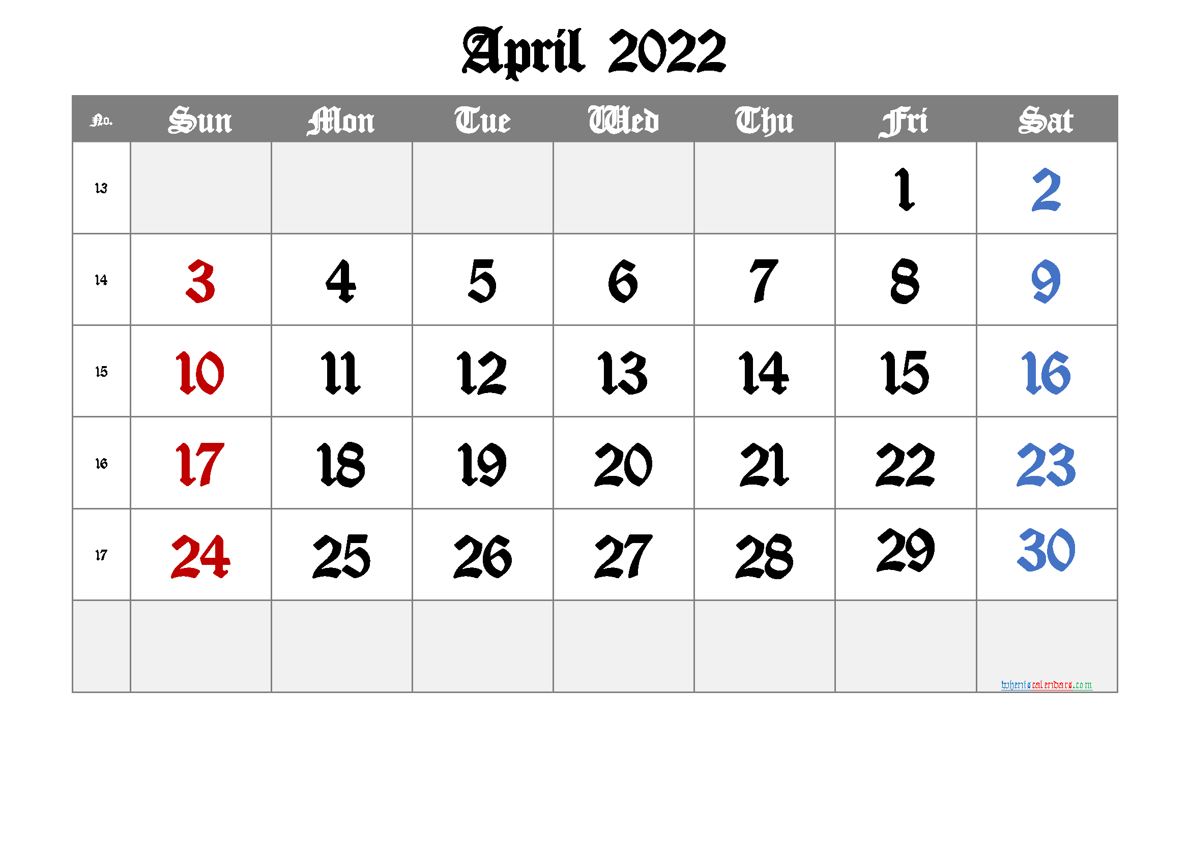 Collect Monthly Calendar For April 2022