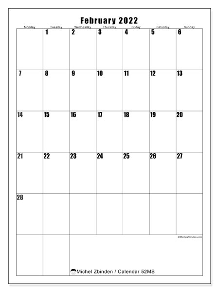 Collect Monthly Calendar For February 2022