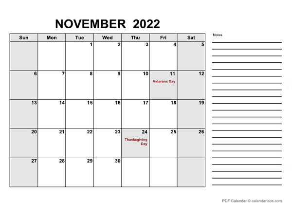 Collect November 2022 Calendar Pdf