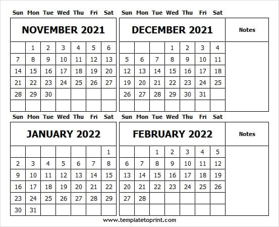 Collect November December 2022 Calendar