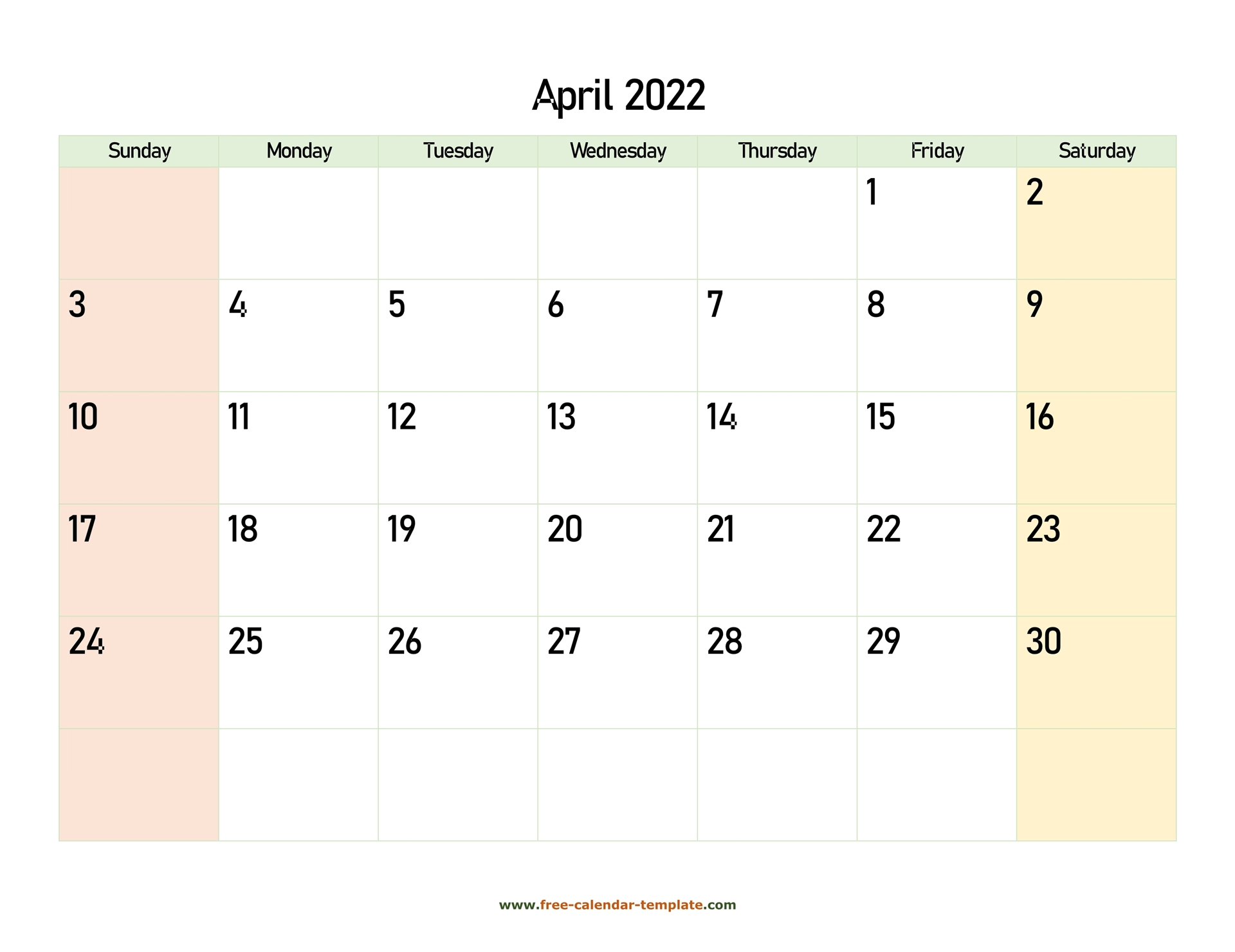 Collect Print A Calendar April 2022