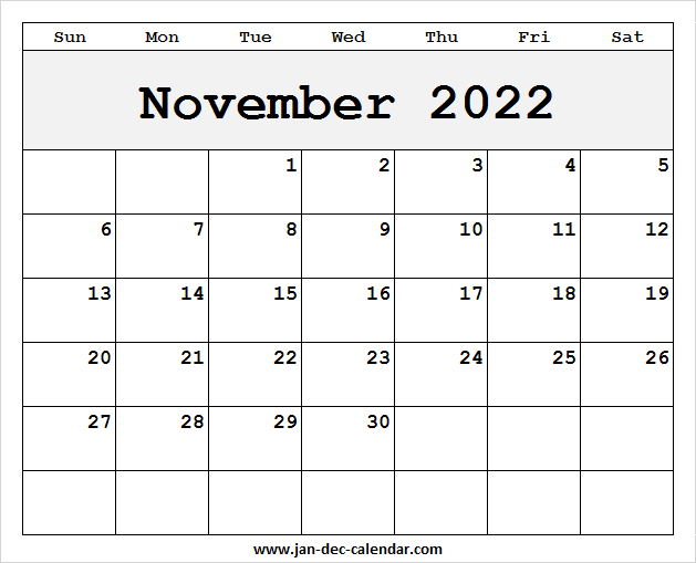 Collect Printable Calendar For November 2022