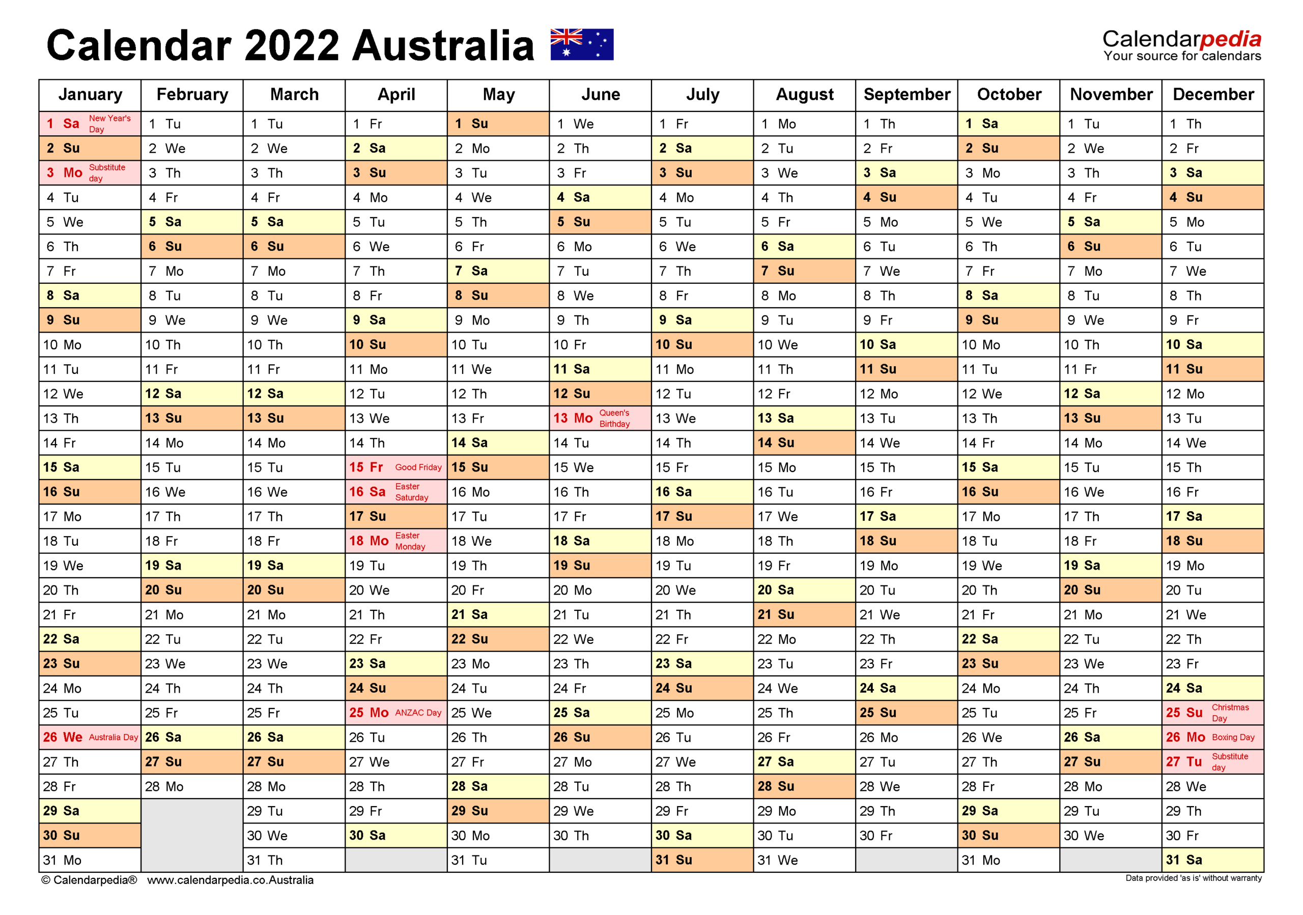 Collect Printable Calendar January 2022 Australia