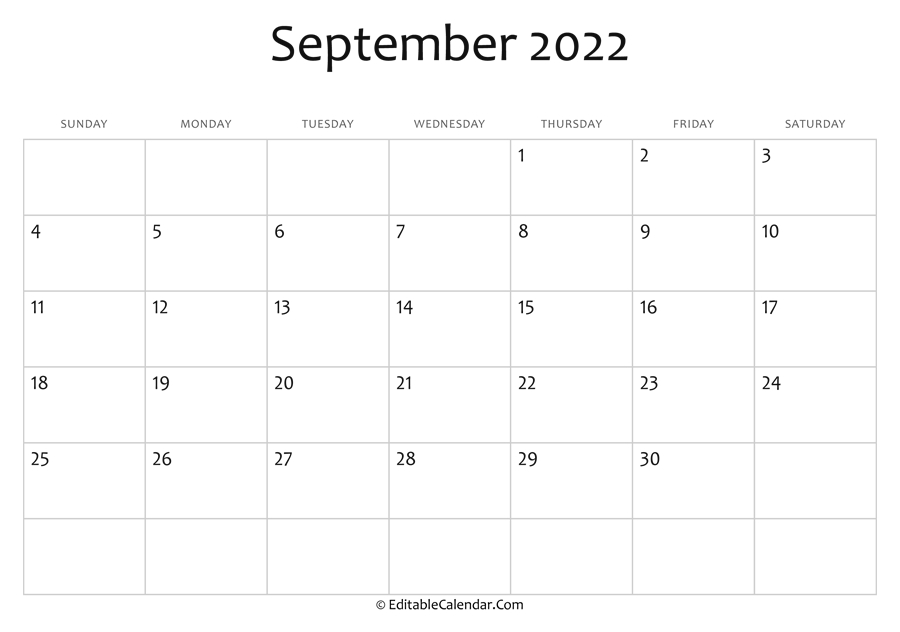 Collect Sept 2022 Calendar With Holidays