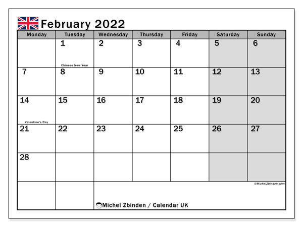 Collect Year 2022 February Calendar
