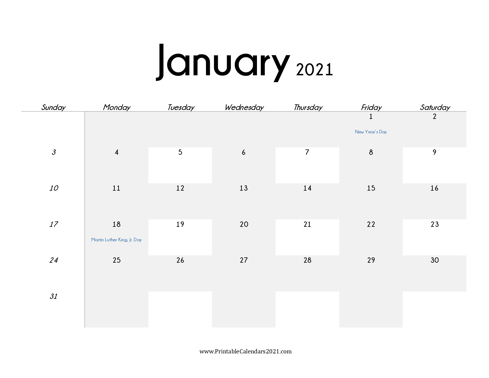 Get 123 Calendar January 2022