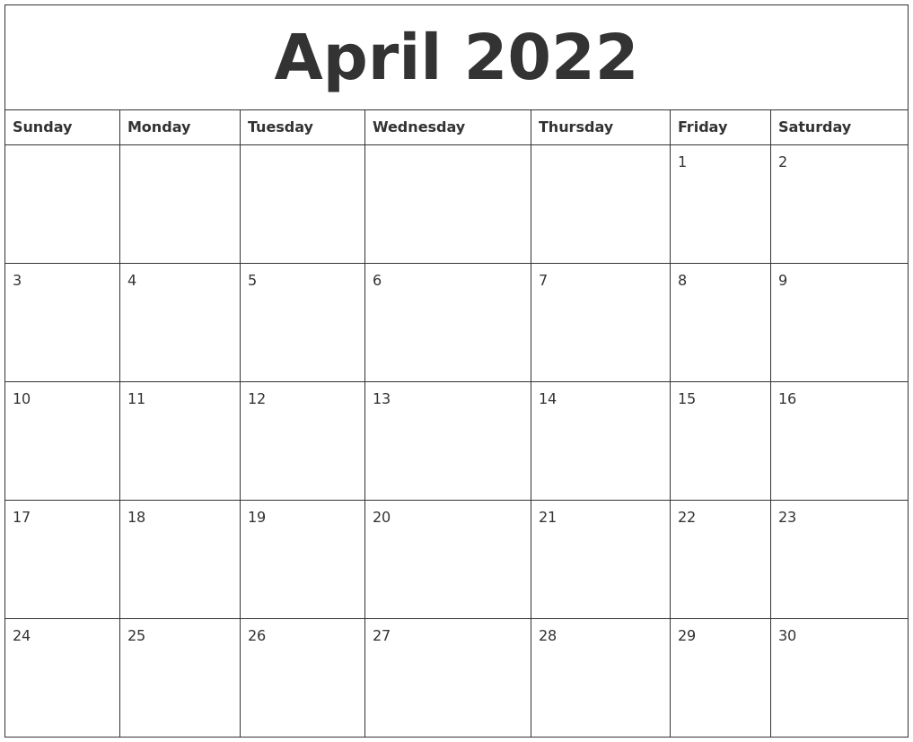 Get 2022 Calendar For April And May