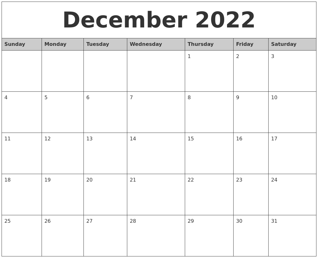 Get 2022 Calendar With December 2021