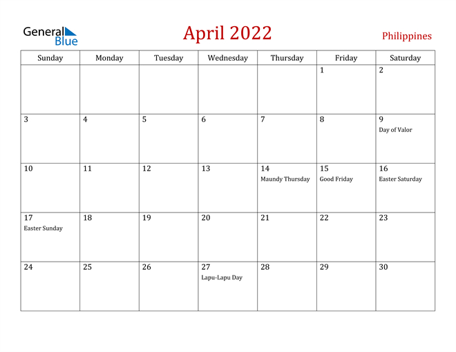 Get April 2022 Calendar Festival