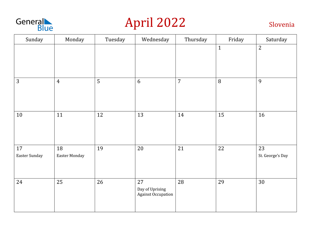 Get April 2022 Calendar Festival