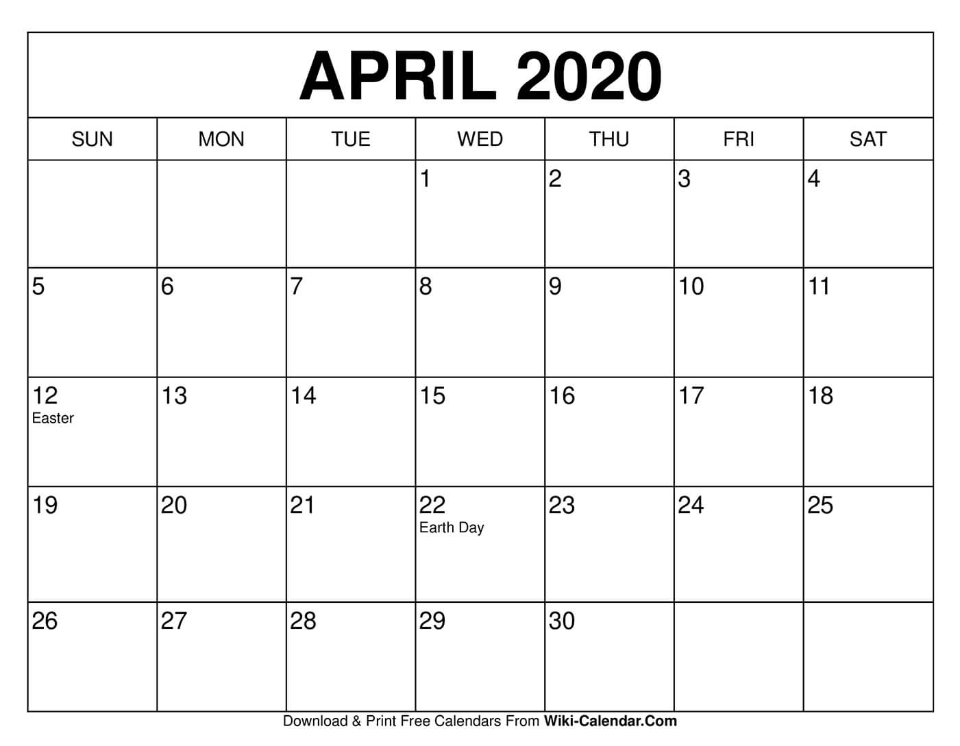 Get April 2022 Calendar Page