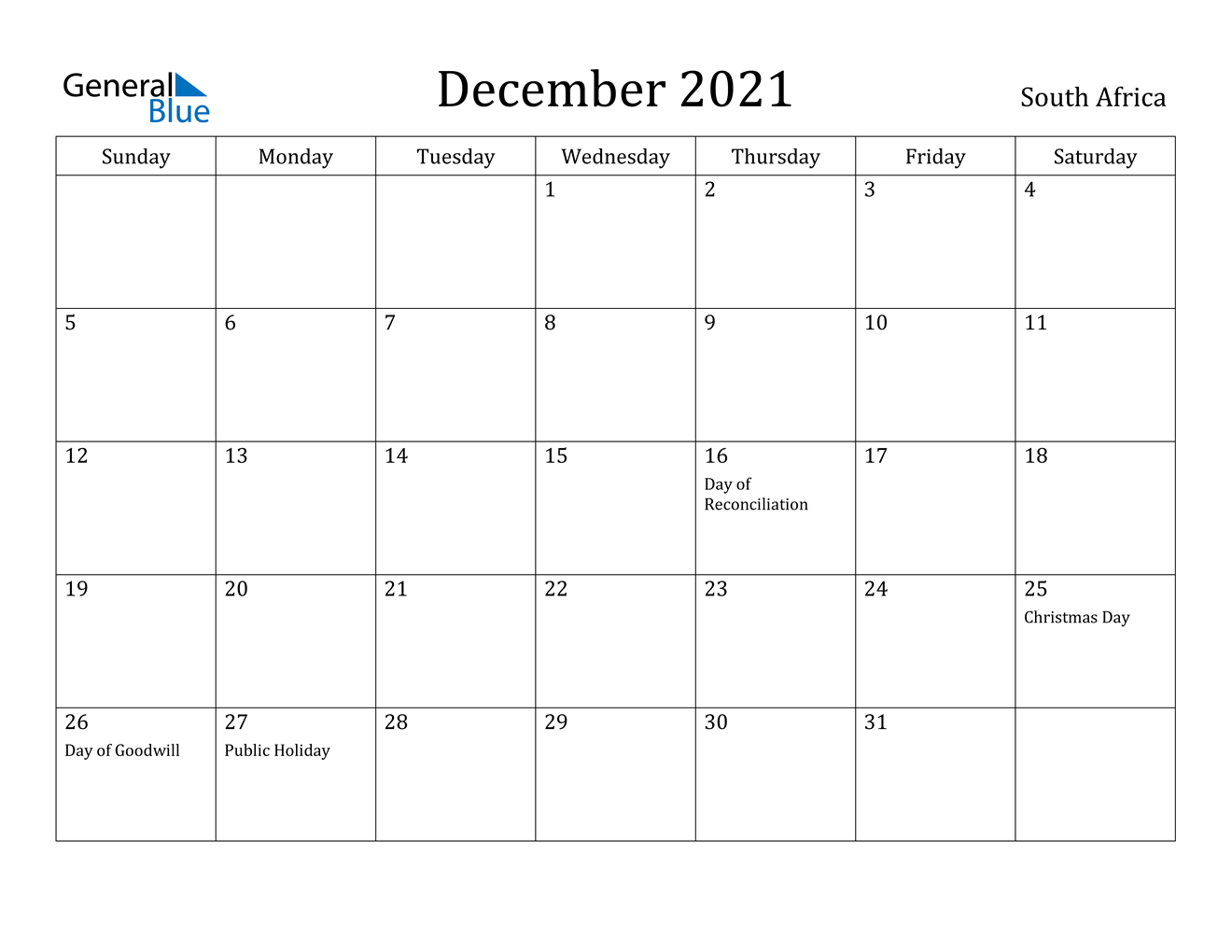 Get April 2022 Calendar With Holidays South Africa