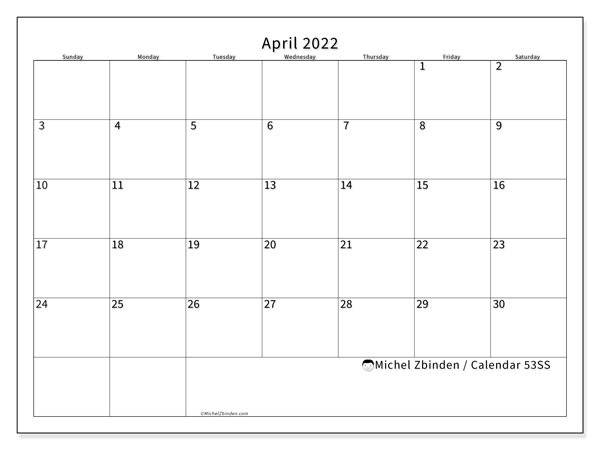 Get April 2022 Calendar With School Holidays