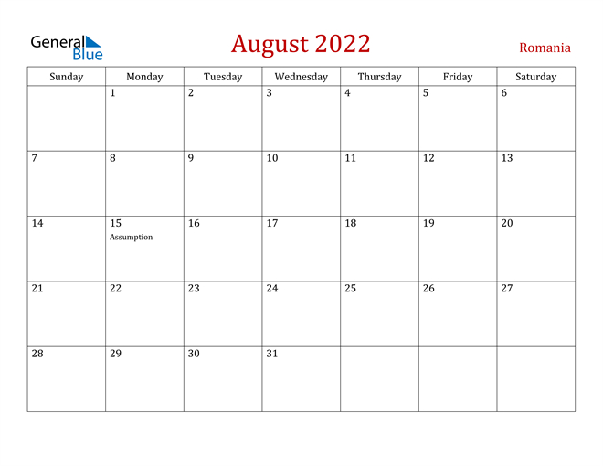 Get August 2022 Calendar Page