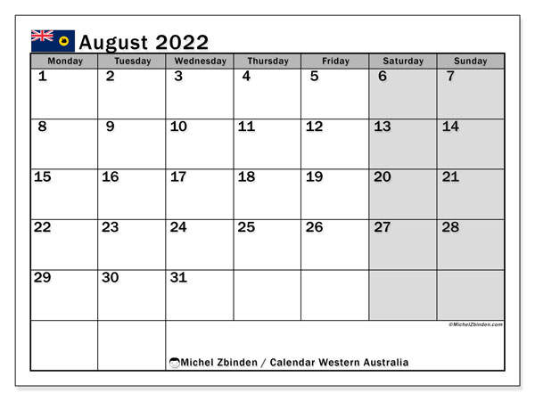 Get August 2022 Calendar Uk
