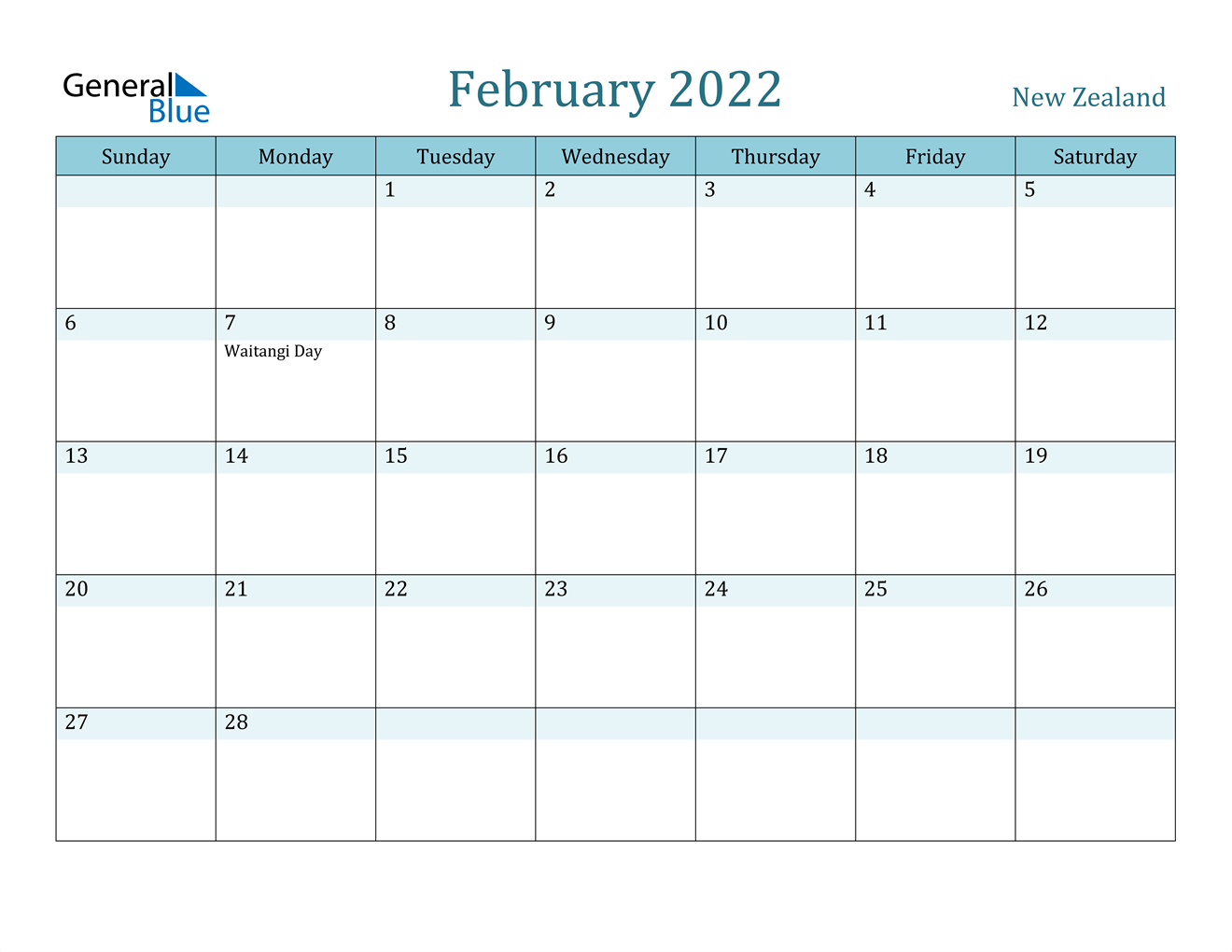 Get Blank Calendar 2022 February