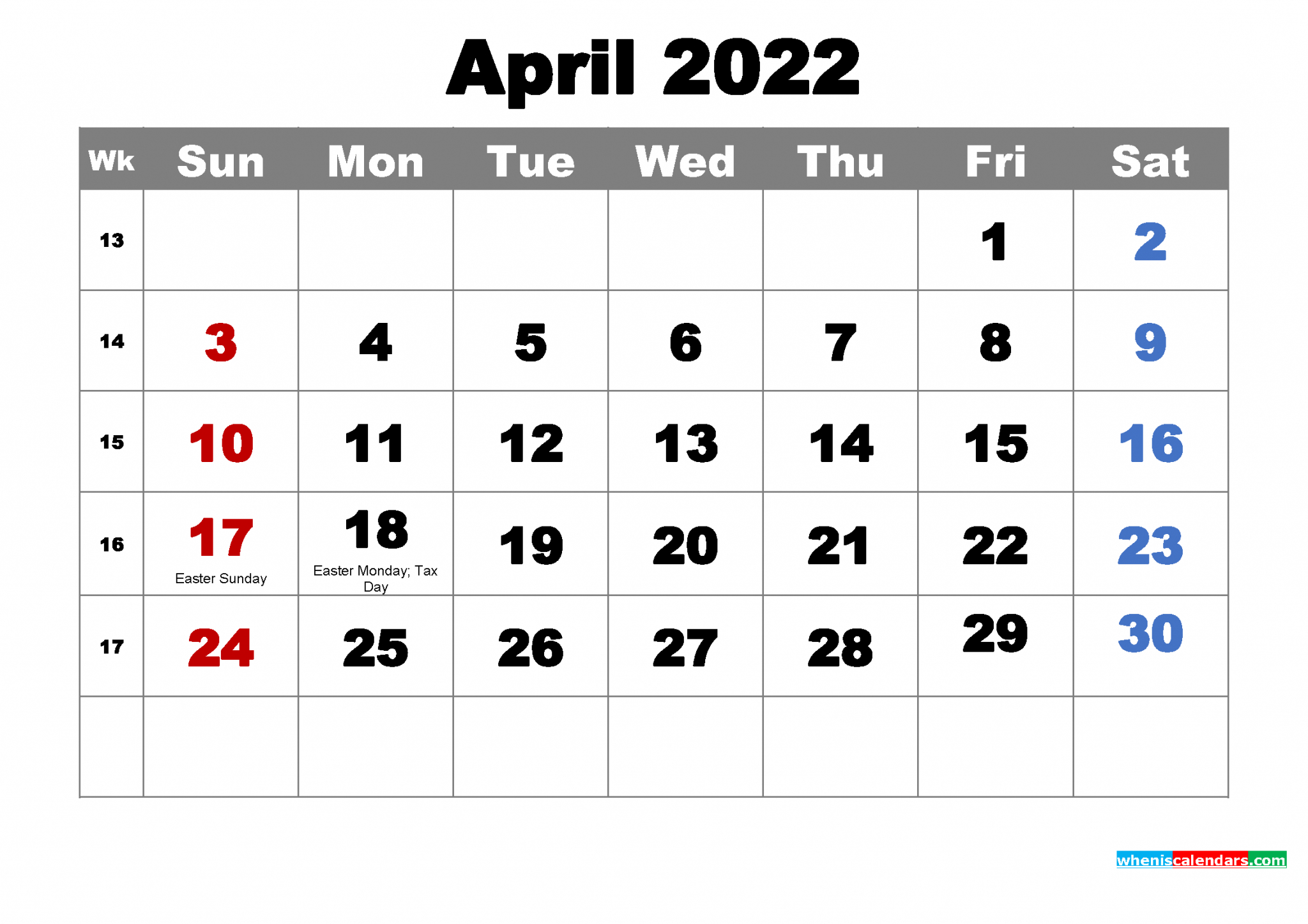 Get Calendar 2022 April Malaysia