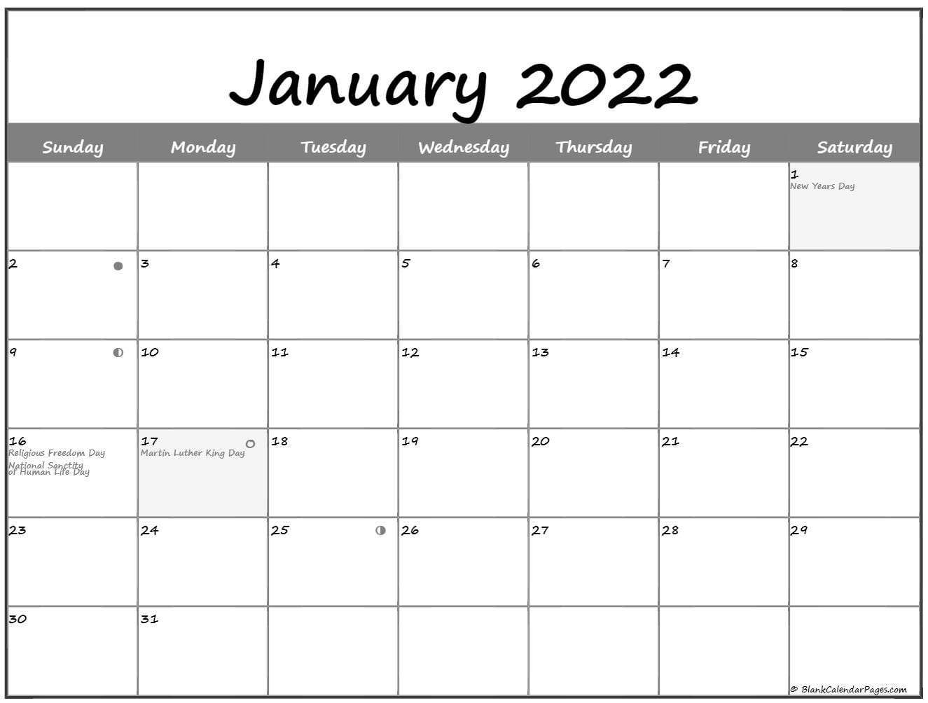 Get Calendar 2022 January Holidays