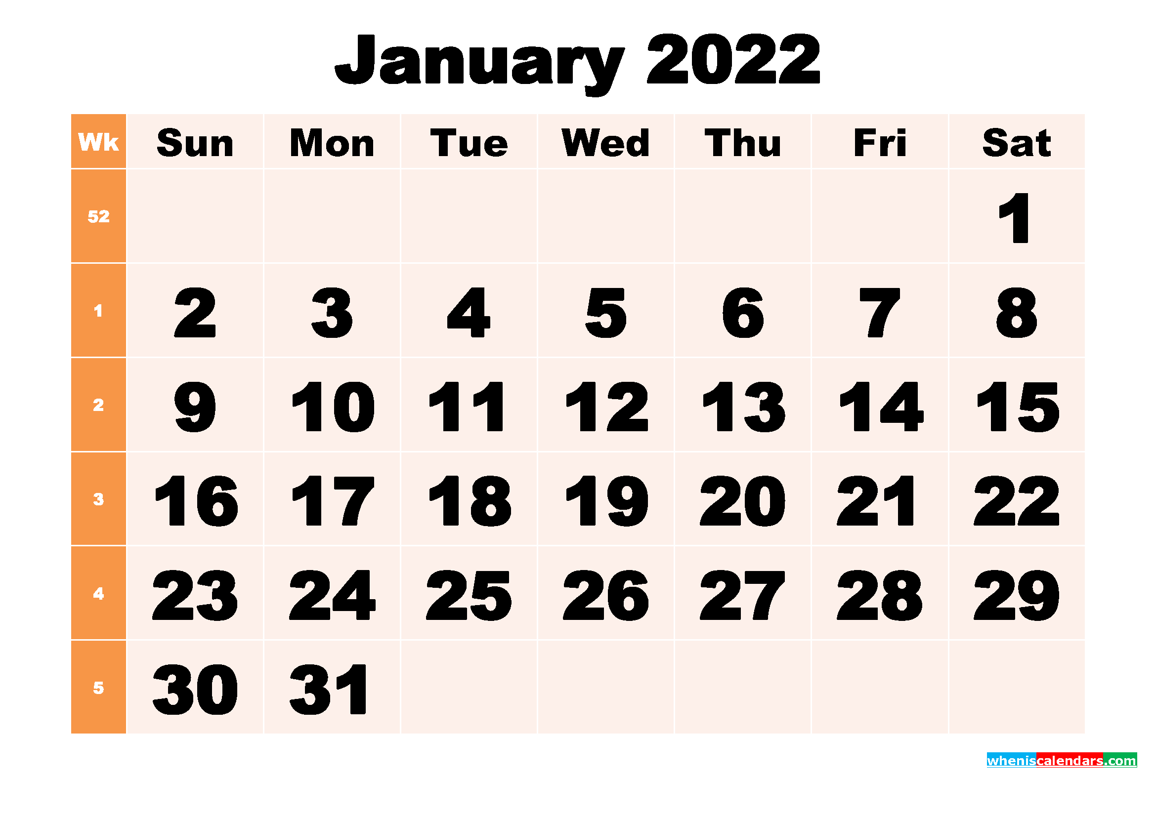 Get Calendar 2022 January Pdf