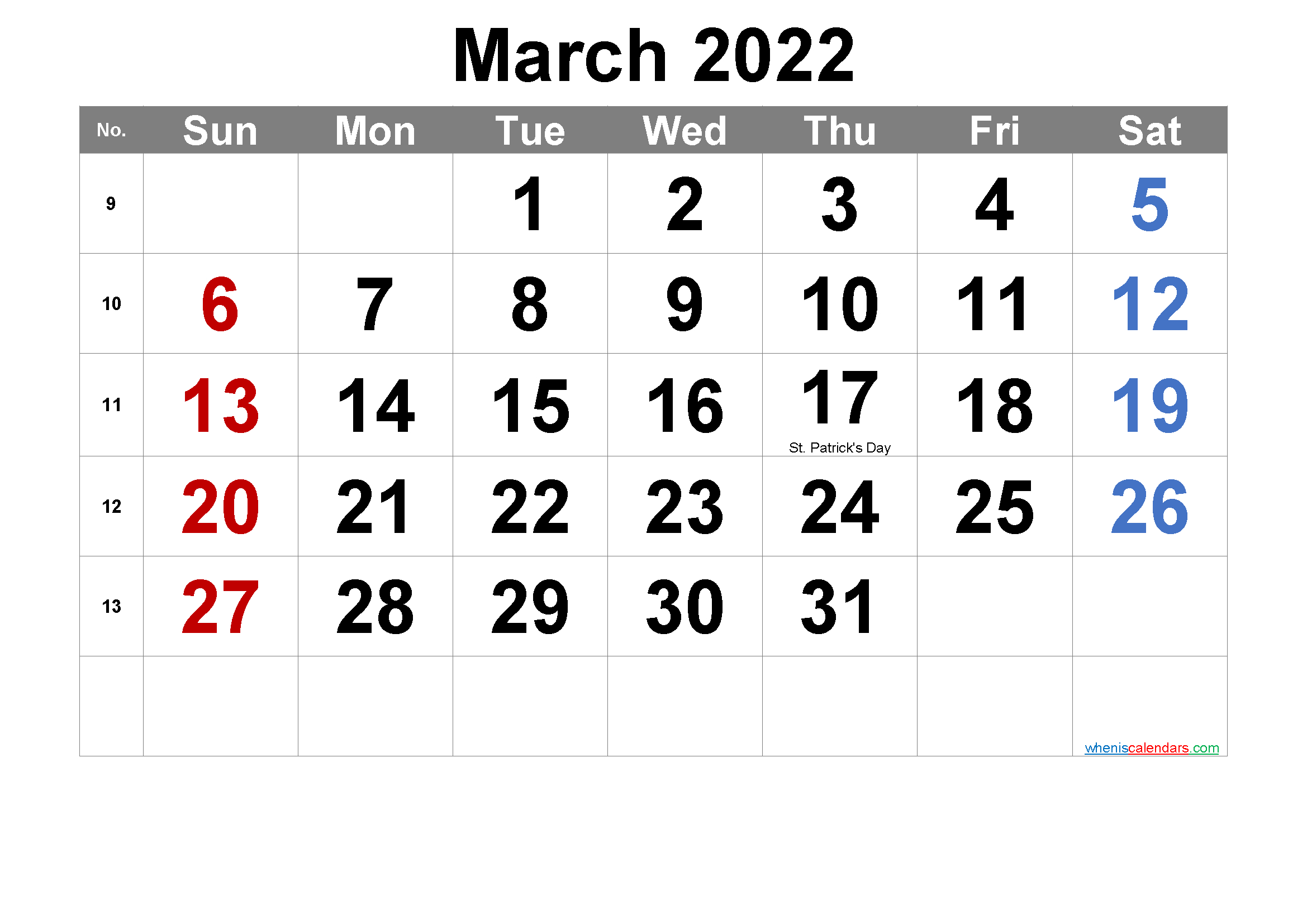 Get Calendar 2022 March Holi