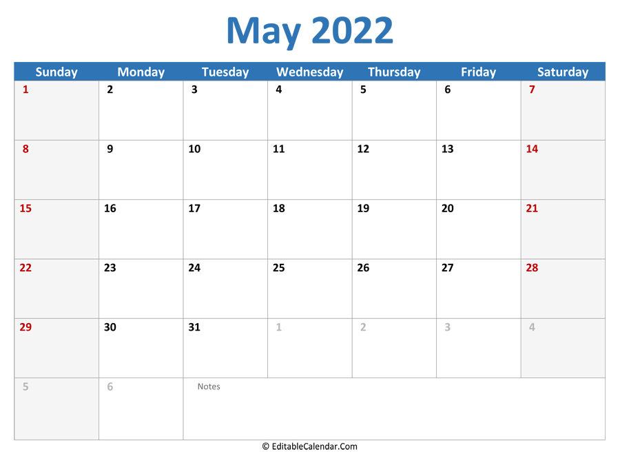 Get Calendar 2022 May Month