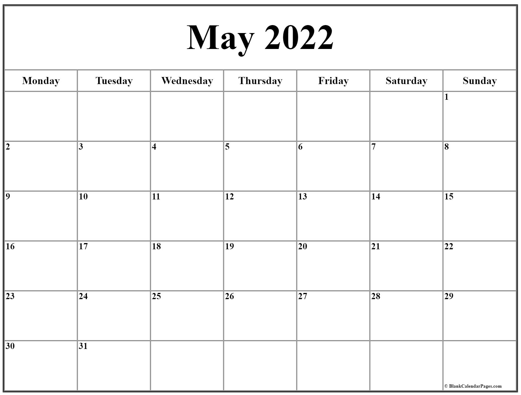Get Calendar 2022 May Month