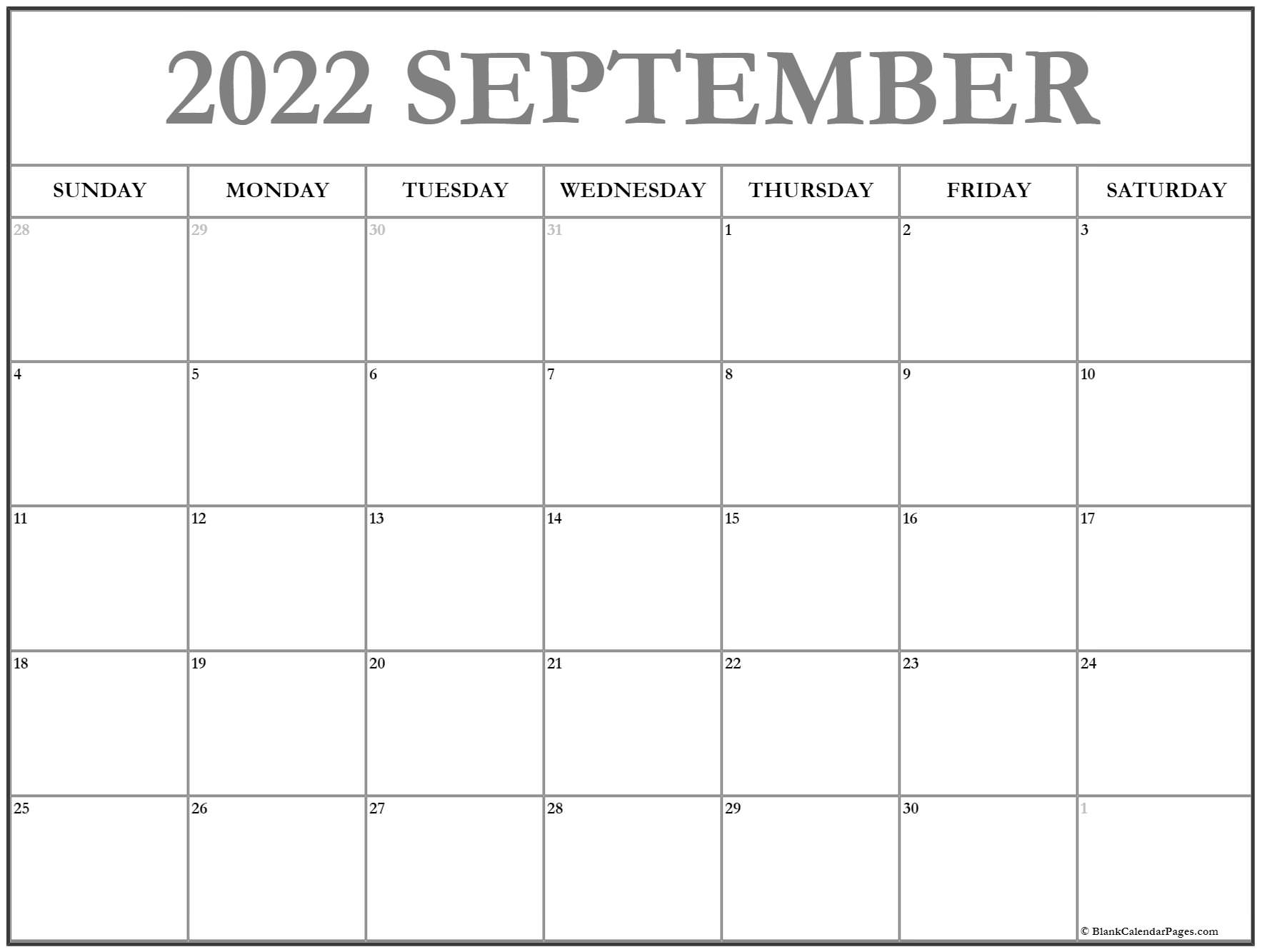Get Calendar 2022 Sept