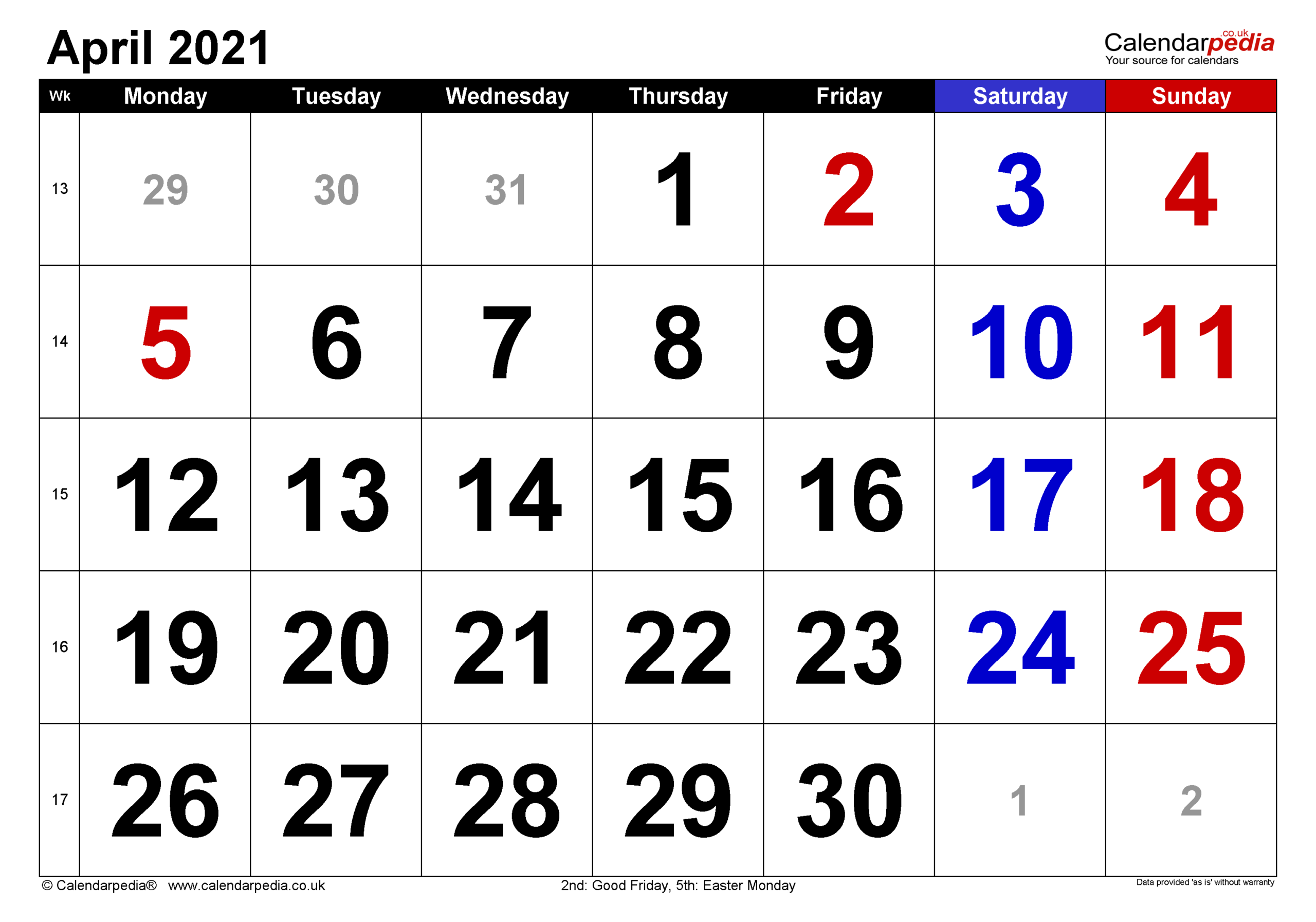 Get Calendar April 2022 Uk