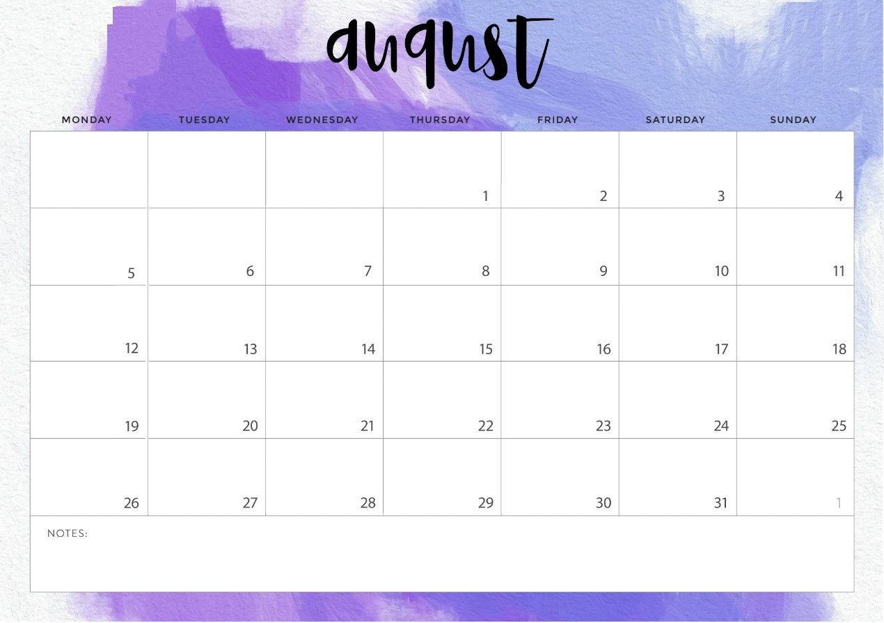 Get Calendar August 2022 Printable