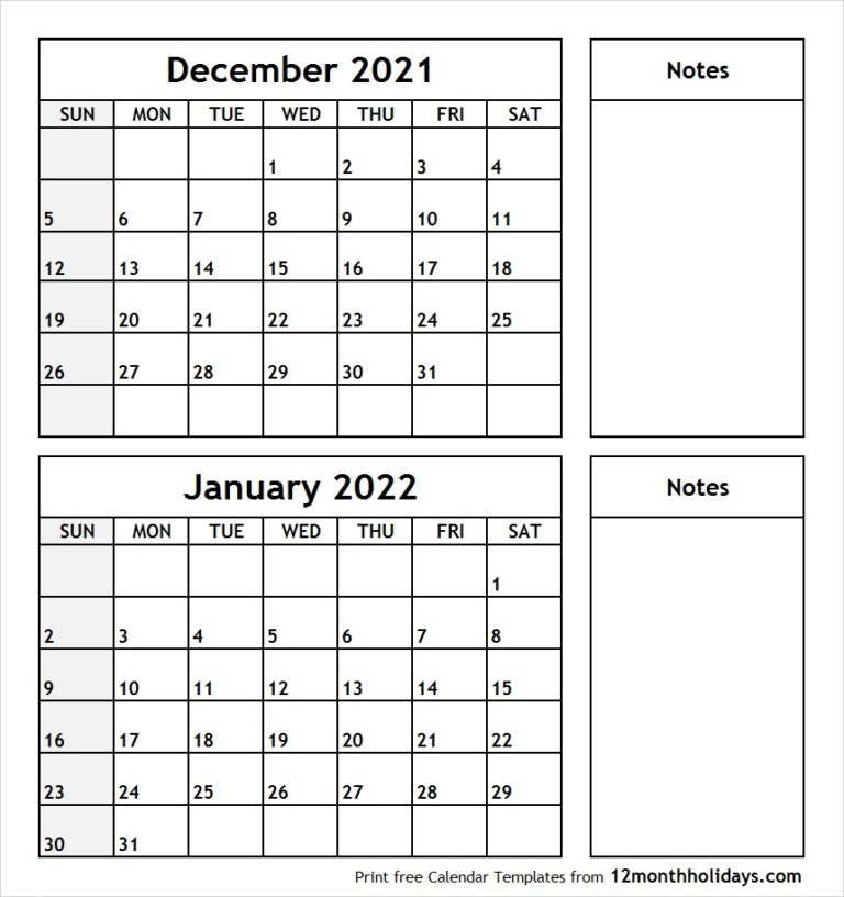 Get Calendar January 2022 Nz