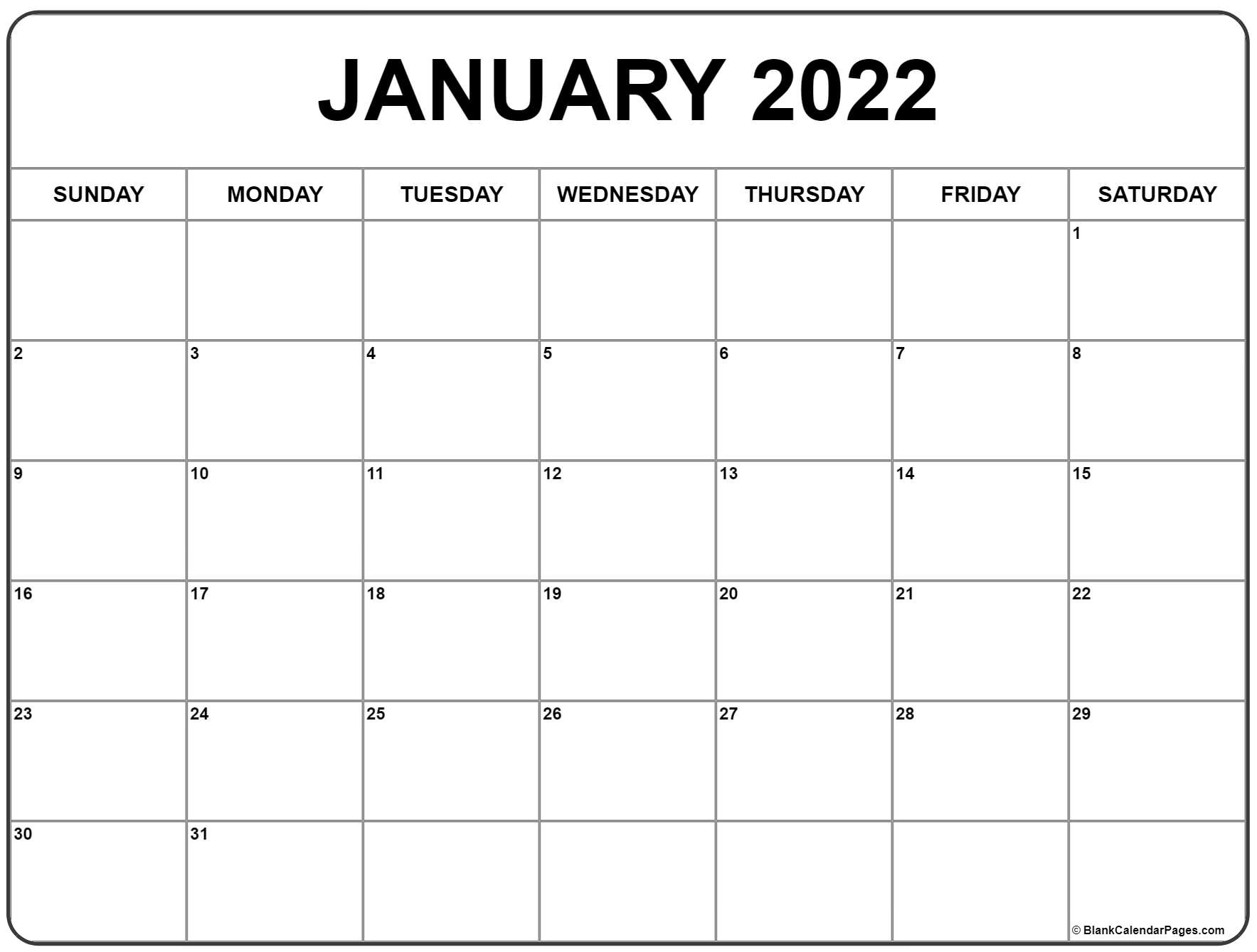 Get Calendar January 2022 Uk