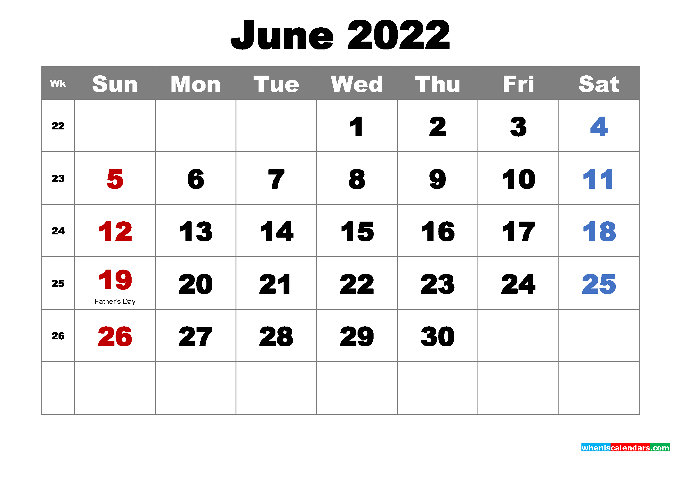 Get Calendar June 2022 Canada
