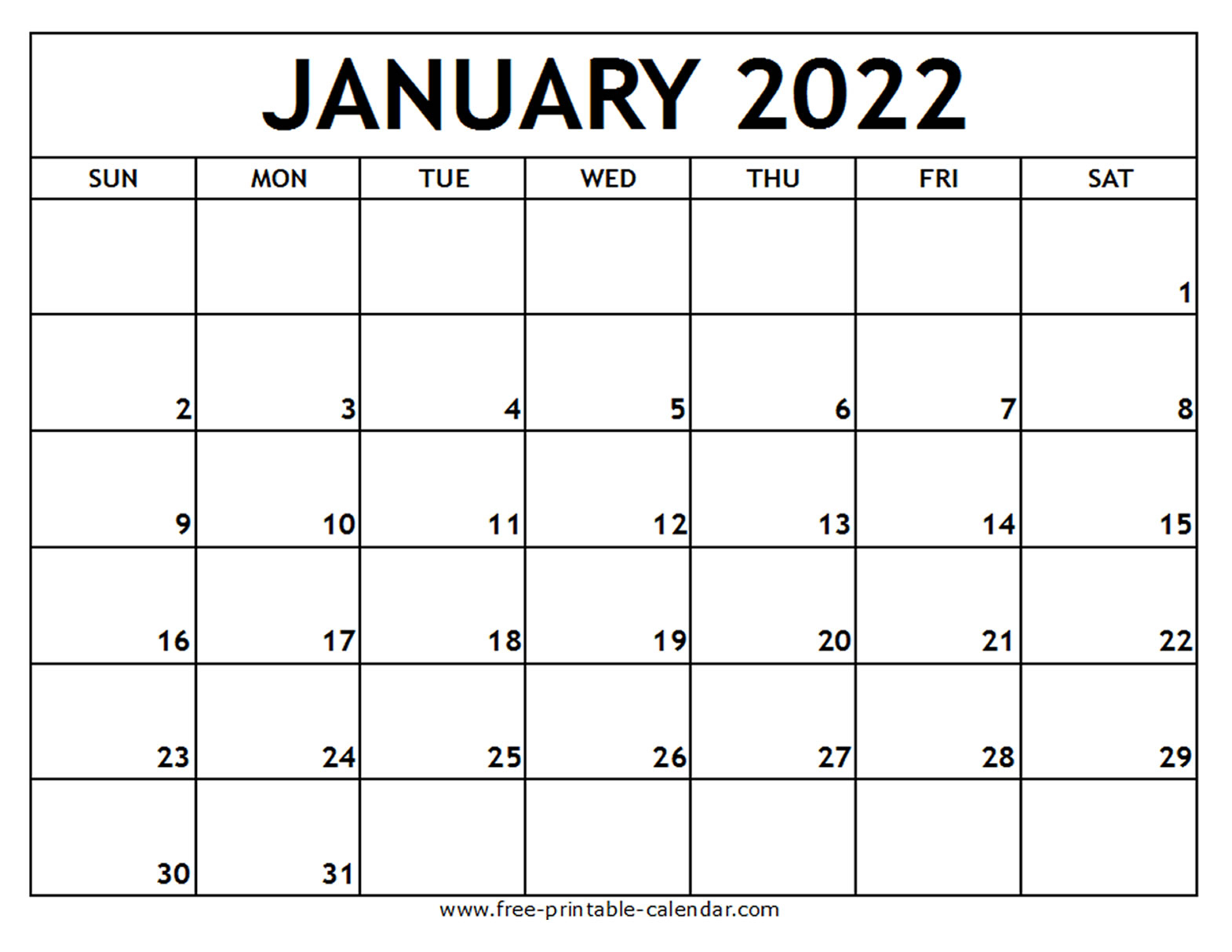 Get Calendar Options January 2022