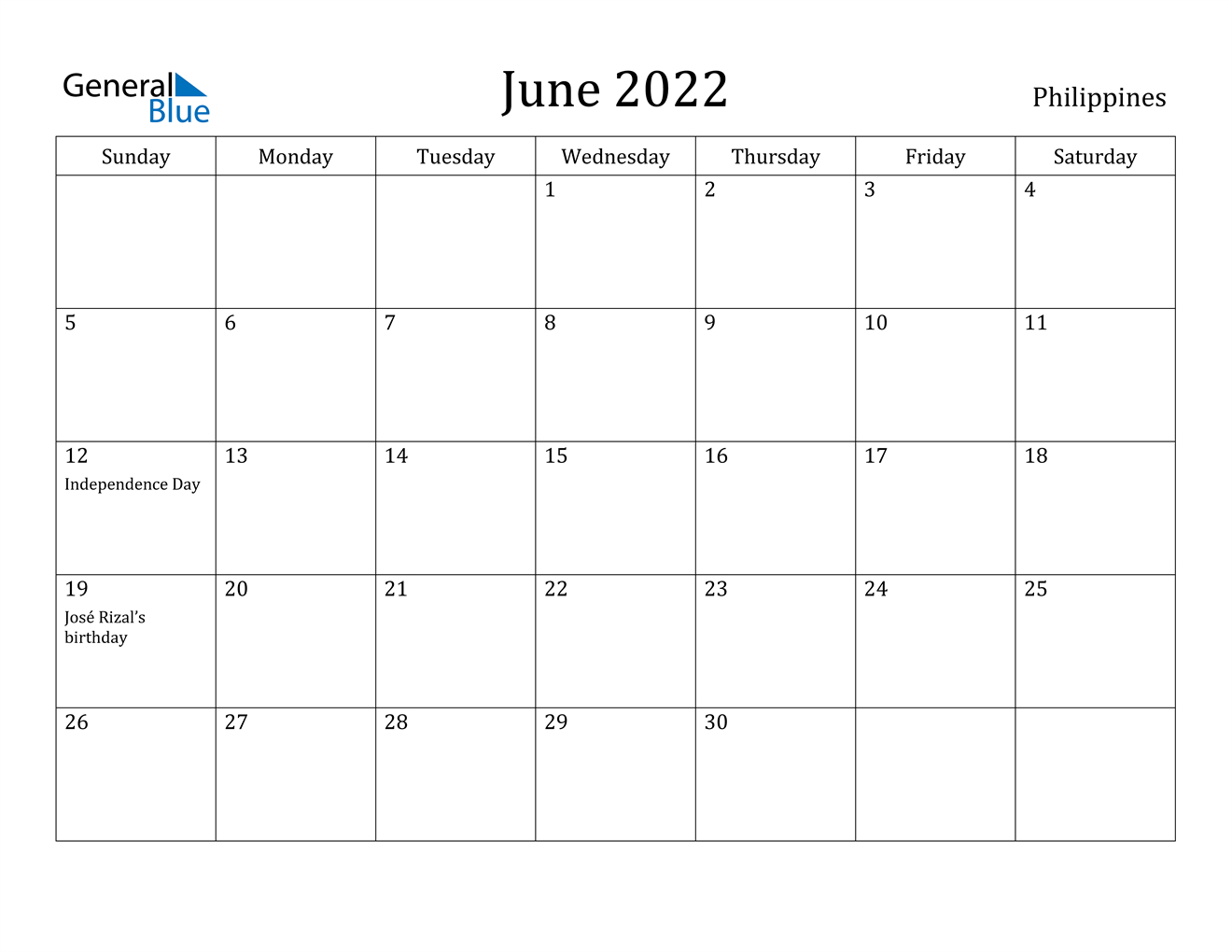Get Calendar Page For June 2022