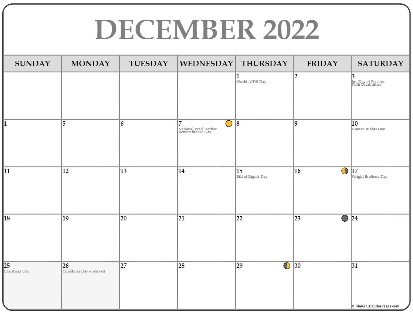 Get December 2022 Calendar Printable Free