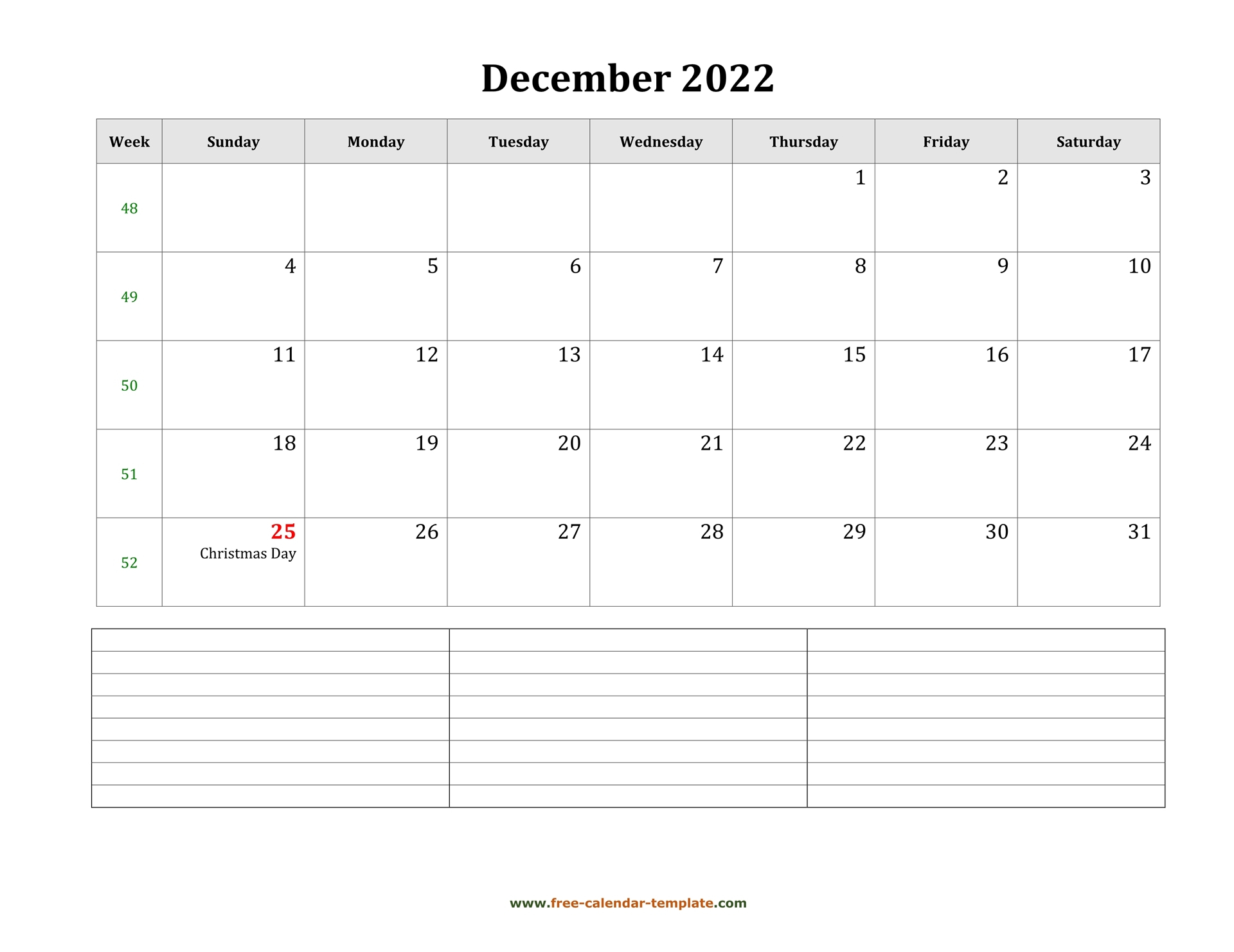 Get December 2022 Calendar With Holidays Printable
