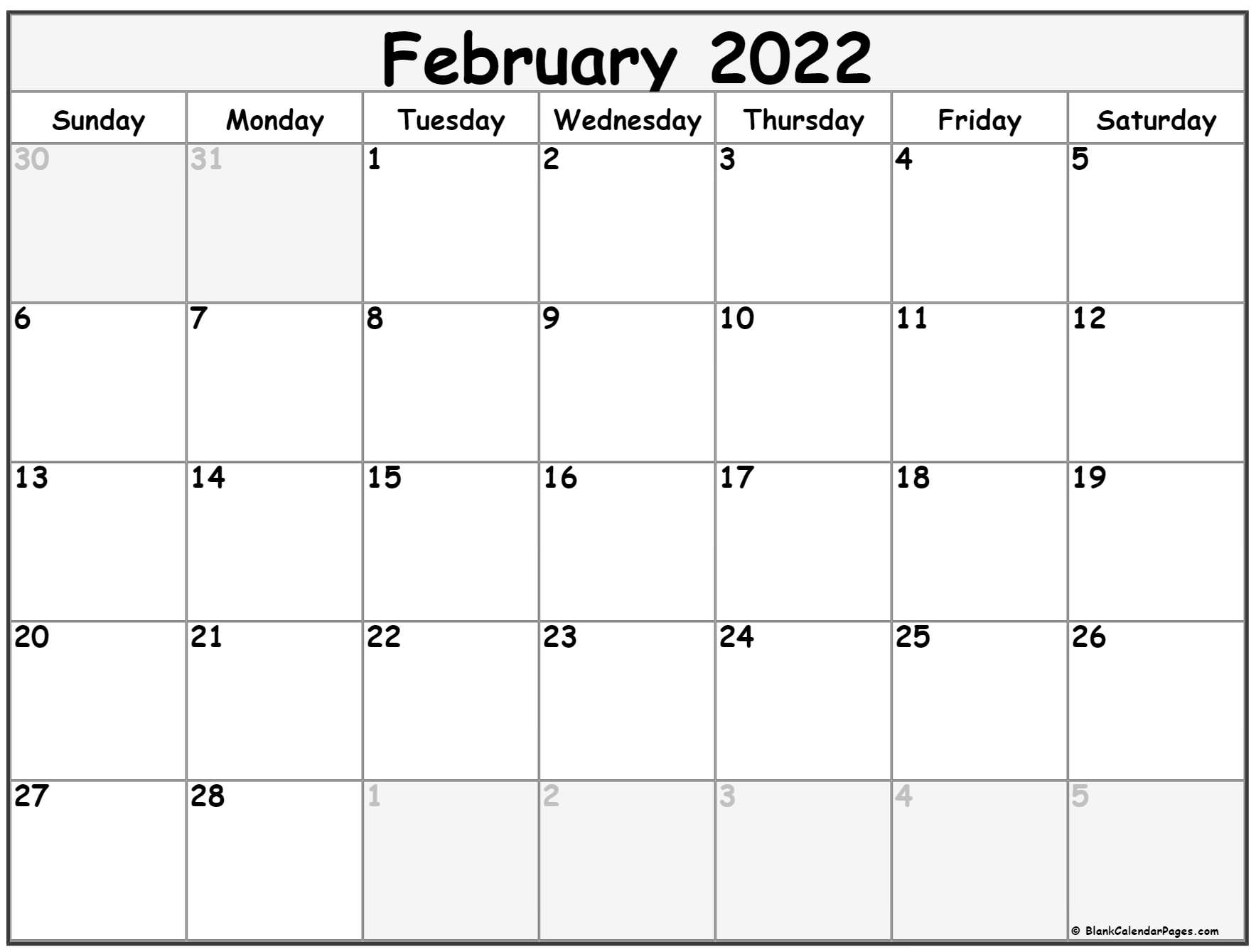 Get February 1 2022 Calendar