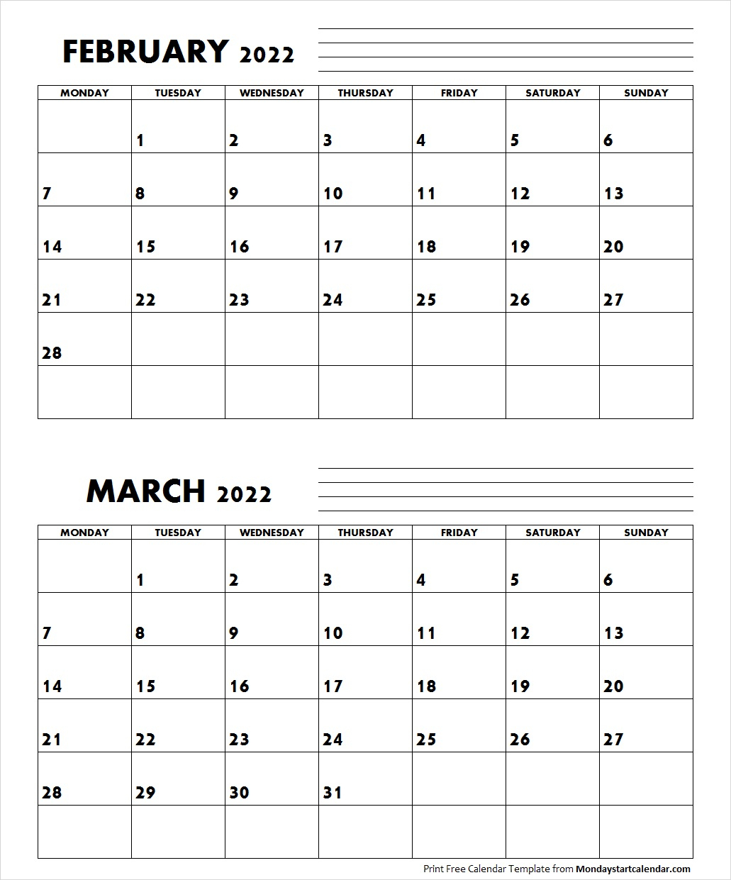 Get February 2022 Calendar Canada