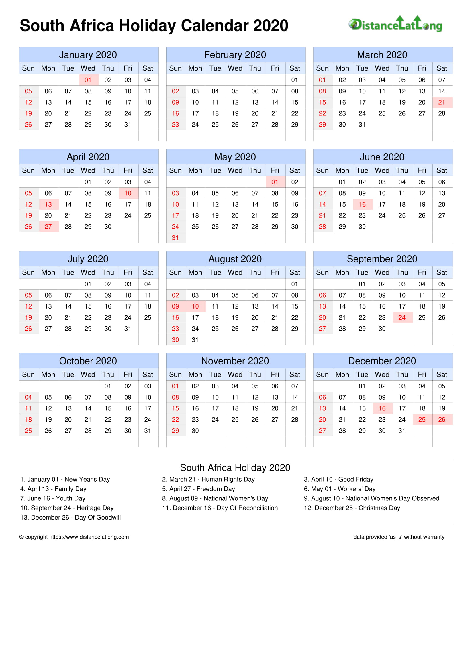 Get February 2022 Calendar South Africa