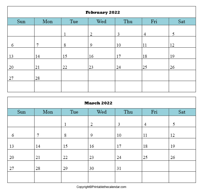 Get February 2022 English Calendar