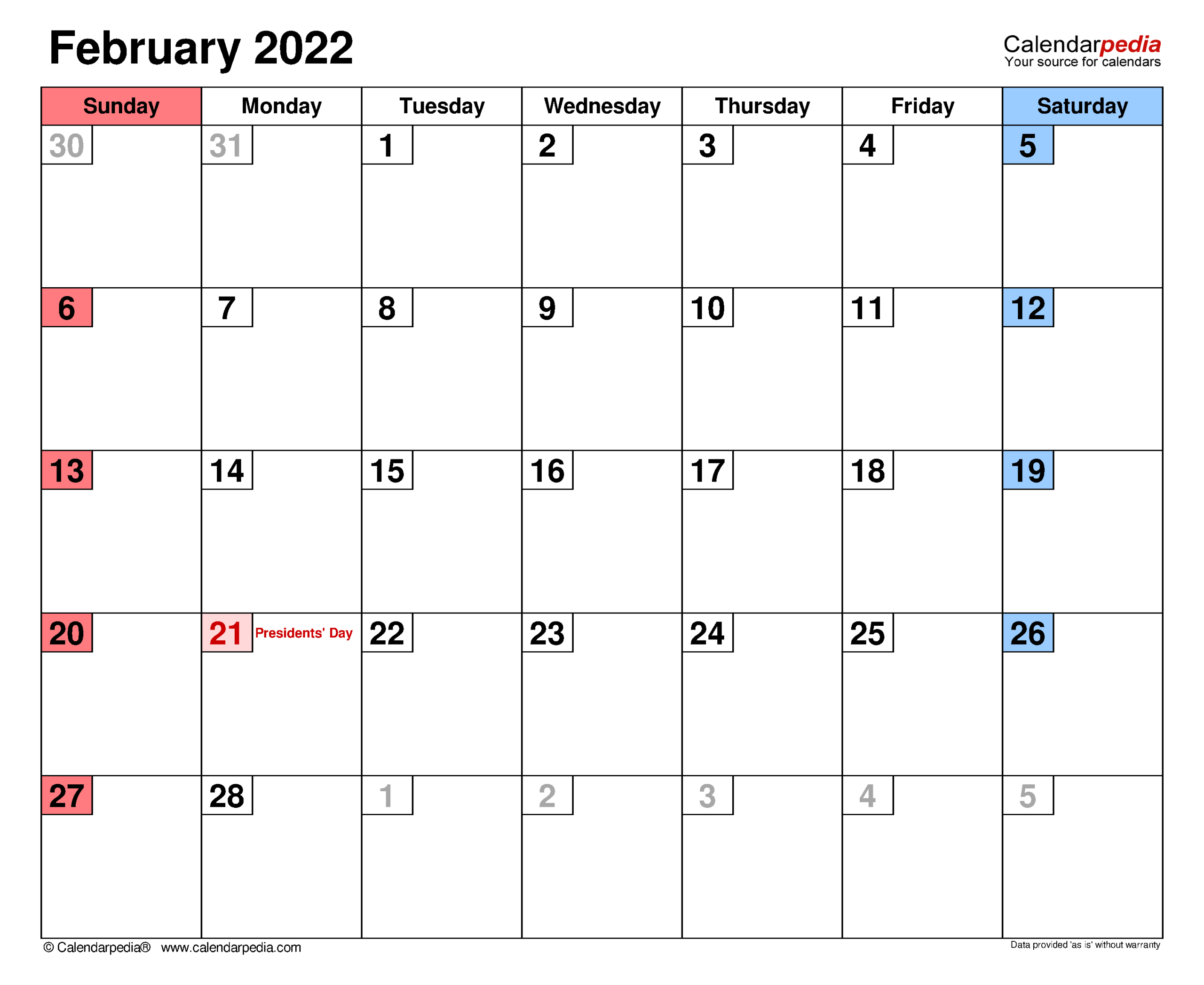 Get Free Calendar For February 2022