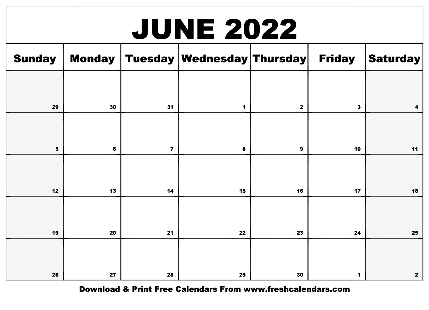 Get Free Calendar June 2022