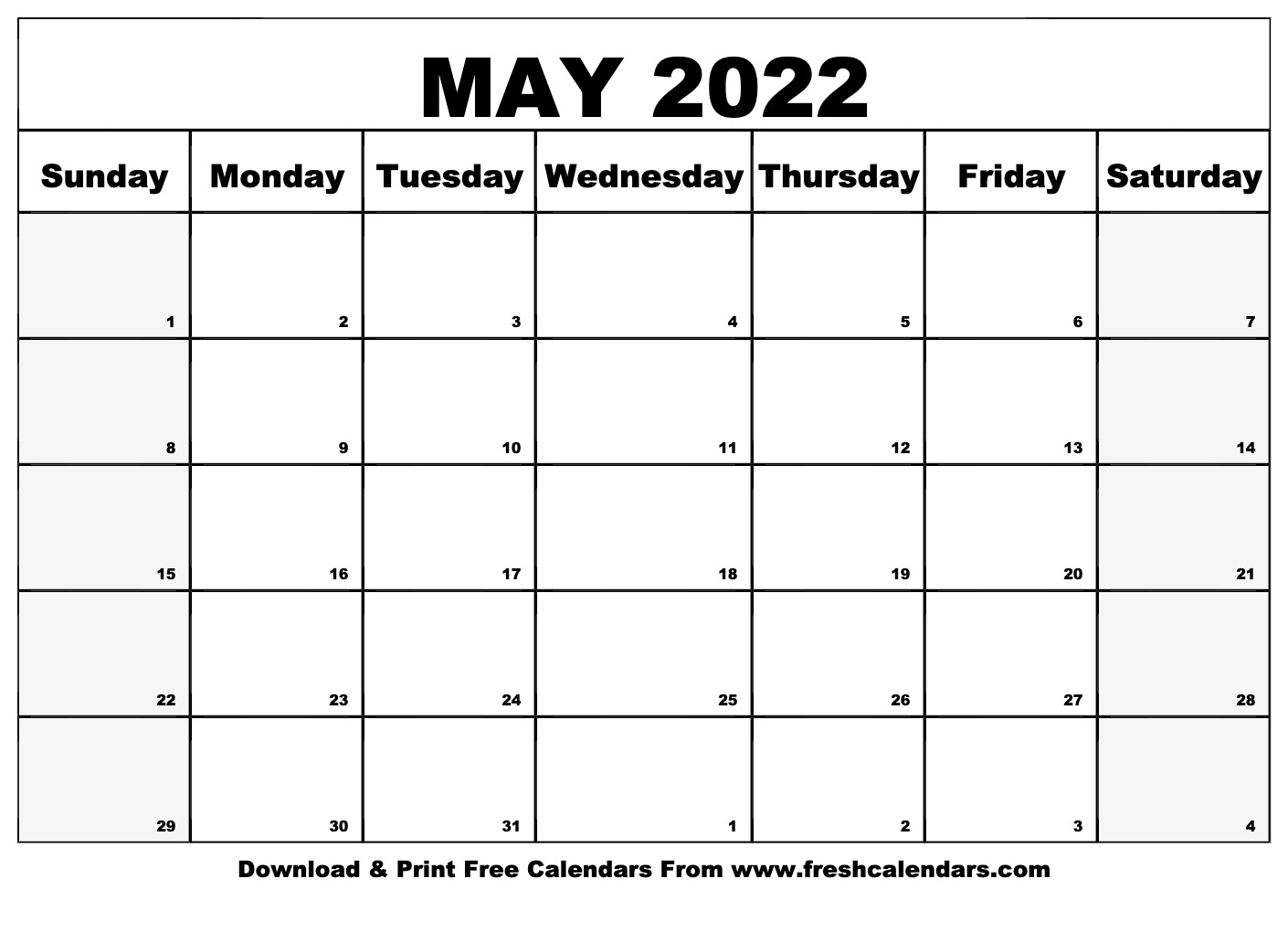 Get Free Calendar May 2022